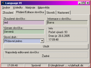 Editace - přidání slovíček - náhled