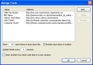The RSS Feeds Toolbar 1.3 - náhled