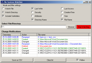 File System Watcher 1.0.0 - náhled