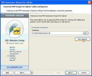 SQLite PHP Generator 12.8 - náhled