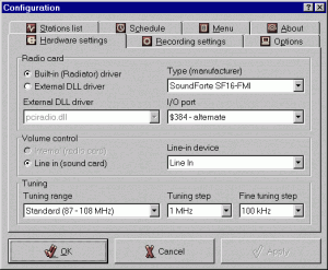 Nastavení hardware - náhled