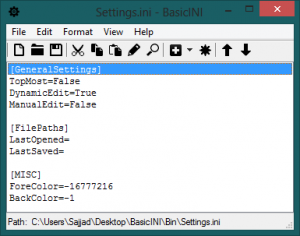BasicINI 1.1.2 - náhled