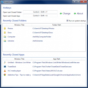 UndoClose 1.1 - náhled