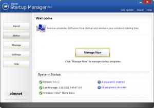 Simnet Startup Manager 2011 3.1.2.1 - náhled