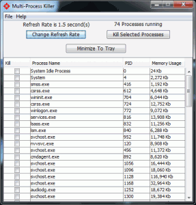 Multi-Process Killer 1.0.1.0 - náhled