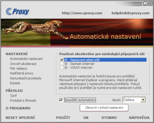 Automatické nastavení prohlížeče - náhled