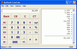 Moffsoft FreeCalc 1.2.0.6 - náhled