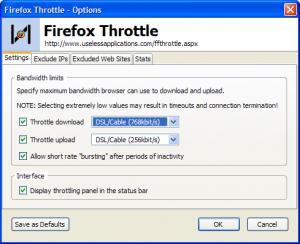 Firefox Throttle 1.0 - náhled