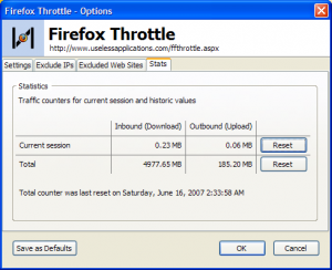 Firefox Throttle 1.0 - náhled