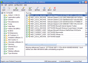 Bytessence RegistryCleaner 1.0 Beta - náhled