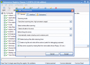 Bytessence RegistryCleaner 1.0 Beta - náhled