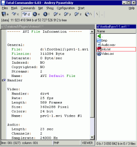 AVIWCX - AVI Extension plugin 1.7 - náhled