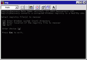 RegistryRecovery 1.0 - náhled