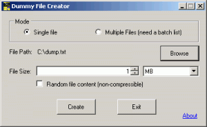 Dummy File Creator 1.2 - náhled
