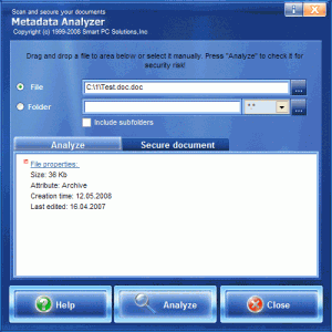 Metadata Analyzer 2.2 - náhled