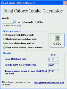 Ideal Calorie Intake Calculator - náhled