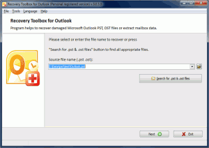 Recovery ToolBox for Outlook 3.1 - náhled
