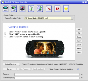 OneClick Sony PSP Video Converter - náhled