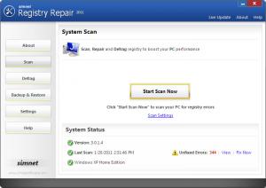 Simnet Registry Repair 2011 3.1.1.2 - náhled