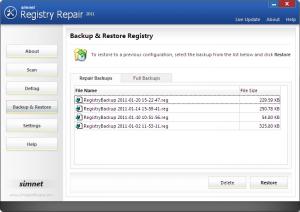 Simnet Registry Repair 2011 3.1.1.2 - náhled