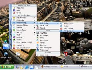 Menu Inventor za běhu - náhled