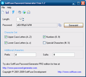 SoftFuse Password Generator 2.0 - náhled