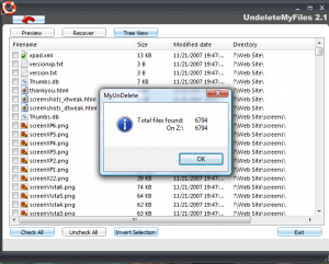 UndeleteMyFiles 2.9 - náhled