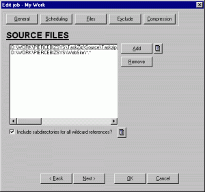 Volba souborů k zálohování - náhled