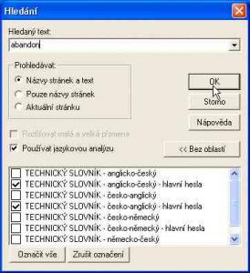 Okno "vyhledávání" - náhled