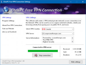 ChrisPC Free VPN Connection 4.06.15 for windows download