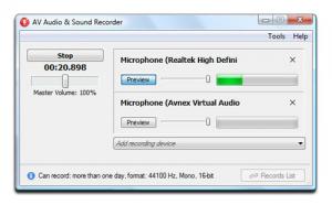 AV Audio & Sound Recorder 2.0.2 - náhled