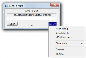 SendTo MD5 1.3 - náhled