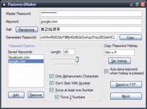 PasswordMaker 1.00 - náhled