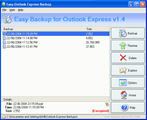 Easy Backup for Outlook Express 2.2 - náhled