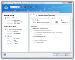 Romeo Burner Lite 2.3.2 - náhled