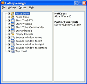HotKey Manager 1.0 - náhled