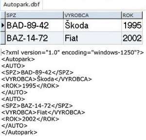 dbf2xml - náhled