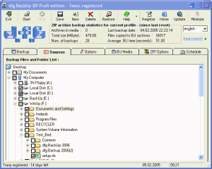 dfg BackUp XP 3.14.2 - náhled