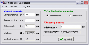 Air Core Coil Calculator 1.0 - náhled