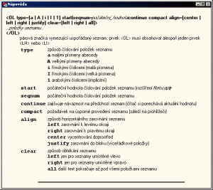 Nápověda k HTML značce - náhled