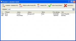 fulltextové hledání hosta - náhled