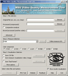 MSU Video Quality Measurement Tool 1.51 - náhled