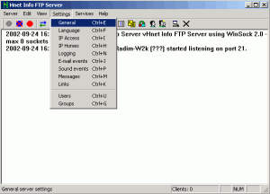 Rozhraní FTP Serveru - náhled