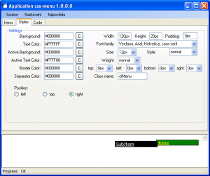 Pure CSS Menu Creator 1.0.0.0 - náhled