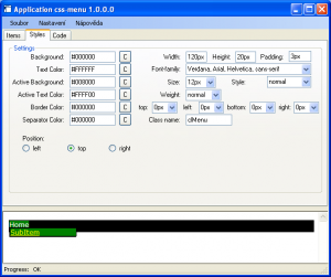 Pure CSS Menu Creator 1.0.0.0 - náhled