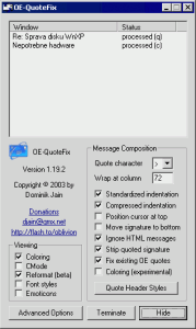 Nastavení OE-QuoteFix - náhled