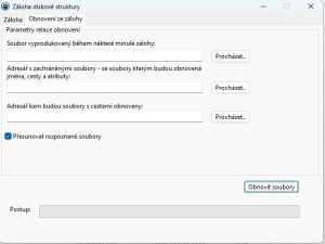Záloha diskové struktury - náhled