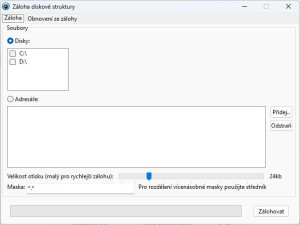 Záloha diskové struktury - náhled