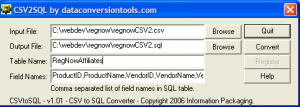 CSV to SQL Converter 1.01 - náhled