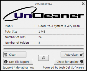 UnCleaner 1.7 - náhled